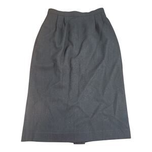 Jones 100% wool skirt sz 4 black pencil lined zip button slit office business